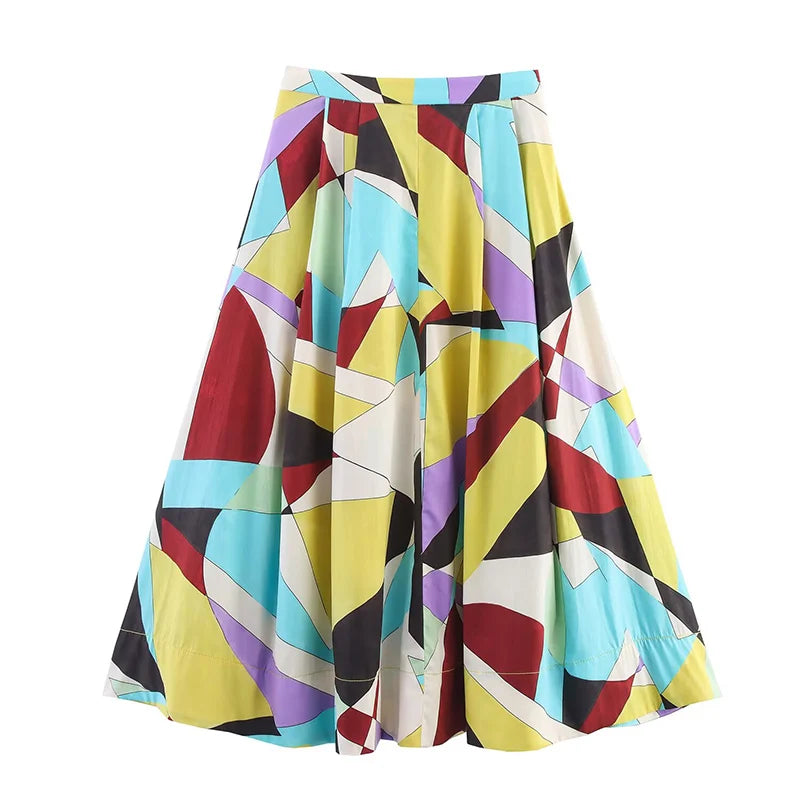 Women's Skirts Summer 2025 New Print Elegant Women's High Waist Skirts Chic Casual Joker Summer Travel Youth Skirts