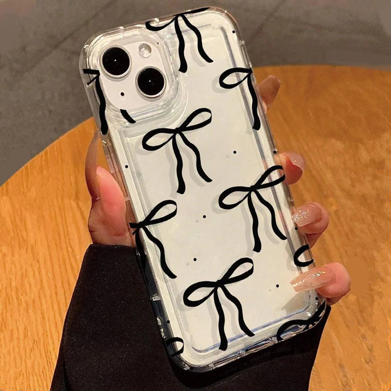 Pink Hear Bow Phone Case for Xiaomi Redmi Note 13 Pro Plus 5G 12 4G 11 10 Pro 9 11S 10S 9S  12C 13C Airbag Anti-fall TPU Cover