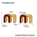 Wine Red Enamel Earrings For Women Copper Gold Plated Trendy Female Ear Studs Girls Charming Jewelry