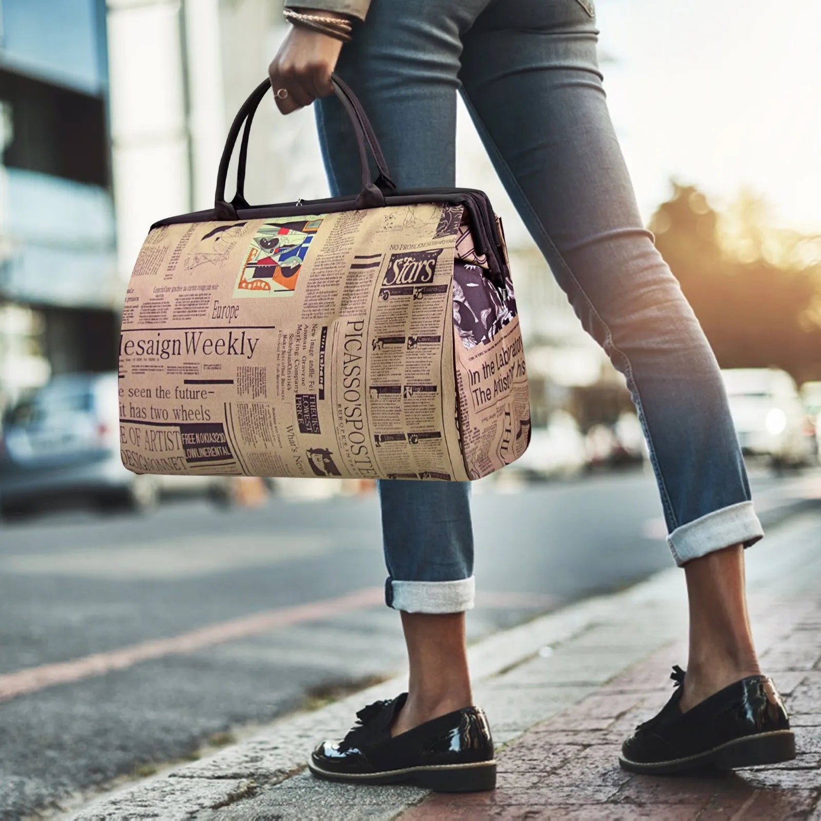 Women'S Waterproof Handbag Travel Bag Newspaper Printed Vintage Bag Fashion Women'S Handbag Bags For Women сумка женская Bolso