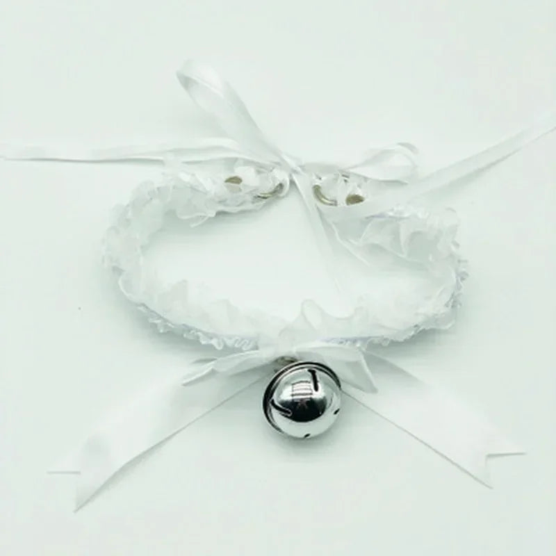 Lace Aesthetic Necklace Bow Knot Bell Choker Necklace Women's Cute Collar Gothic Simple Sexy Lovely Pendant Fashion Jewelry