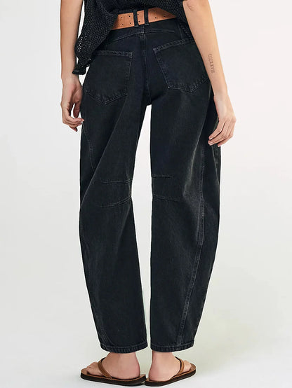 Women's Four Seasons New Fashion Low-rise Jeans Casual Loose Wash Wide-leg Pants Women's Simple Comfortable Straight Leg Jeans