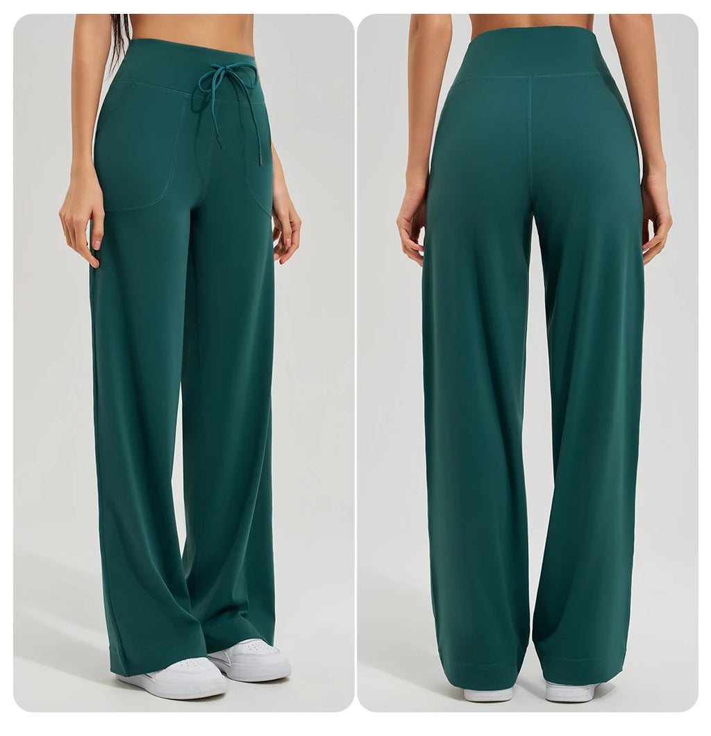 Women's High Waist Stretch Yoga Pants Quick Dry Breathable Loose Running Pants Gym Outdoor Training Pants