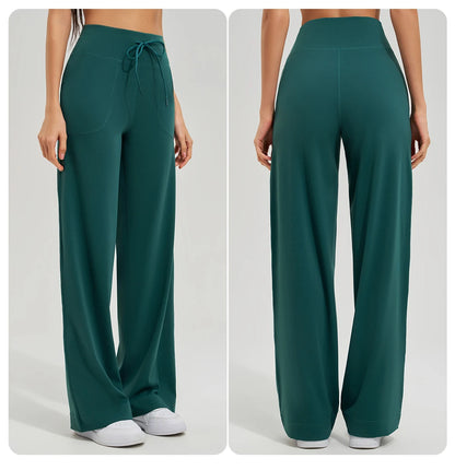 Women's High Waist Stretch Yoga Pants Quick Dry Breathable Loose Running Pants Gym Outdoor Training Pants