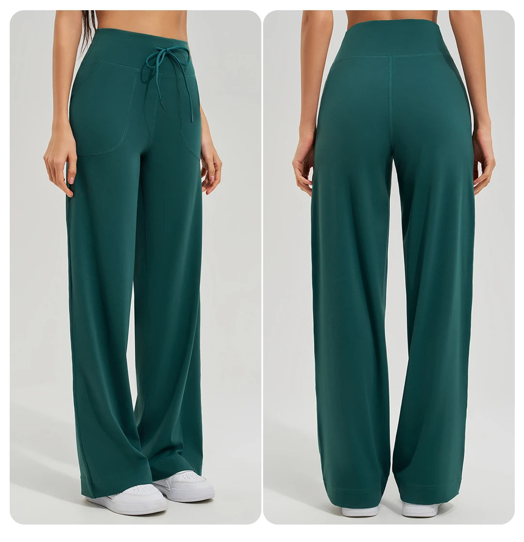 Women's High Waist Stretch Yoga Pants Quick Dry Breathable Loose Running Pants Gym Outdoor Training Pants