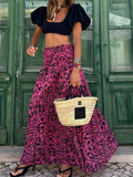 Fashion Skirts for Women Flower Printing Long Skirt Elastic Waist Elegant Clothing  Casual Loose