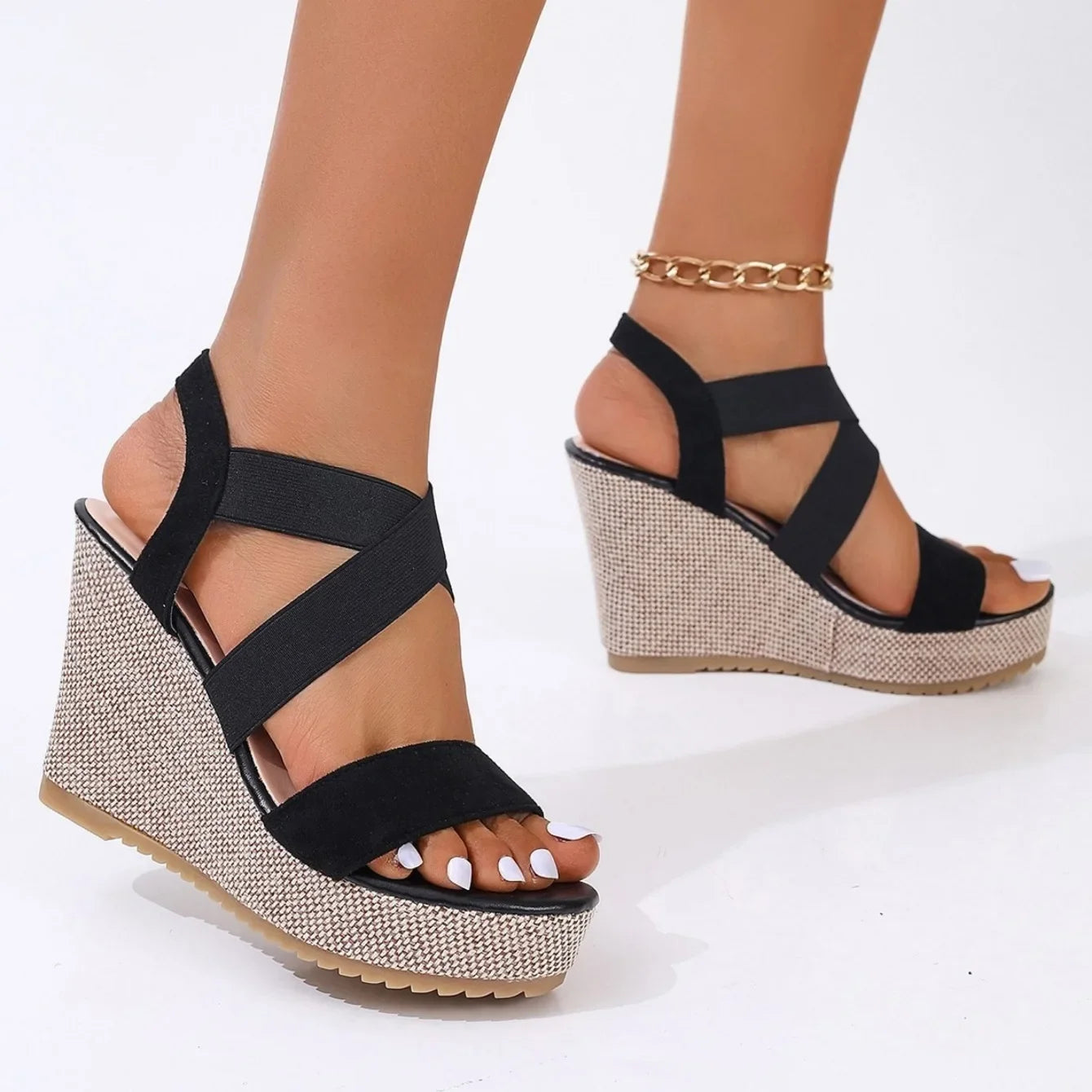 Women Sandals Wedge Waterproof Thick-soled Shoes New Summer Fashion Sandals Roman Platform-soled Sandals Large Size Women Shoes