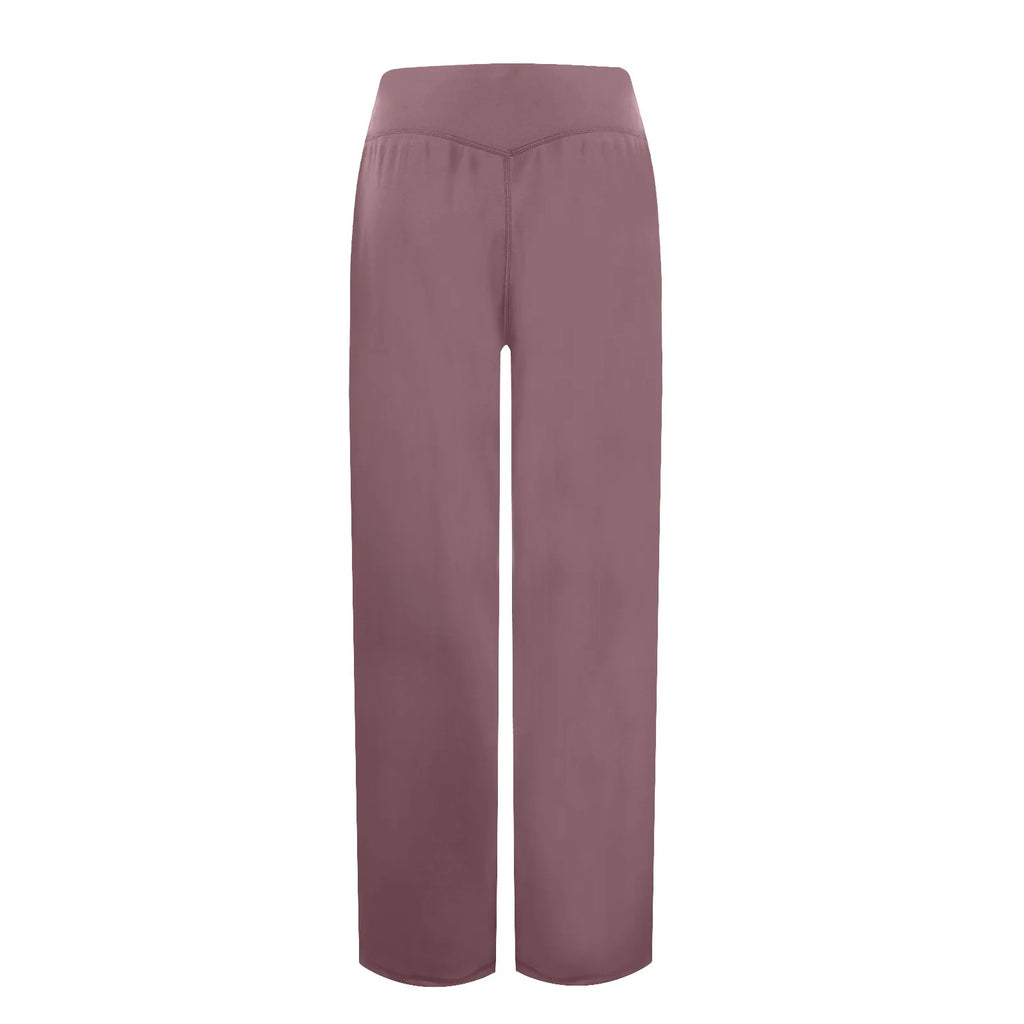 Wide Leg Yoga Pants For Women Solid Color High Waist Sweatpants With Pockets Stretch Comfy Workout Sports Trousers