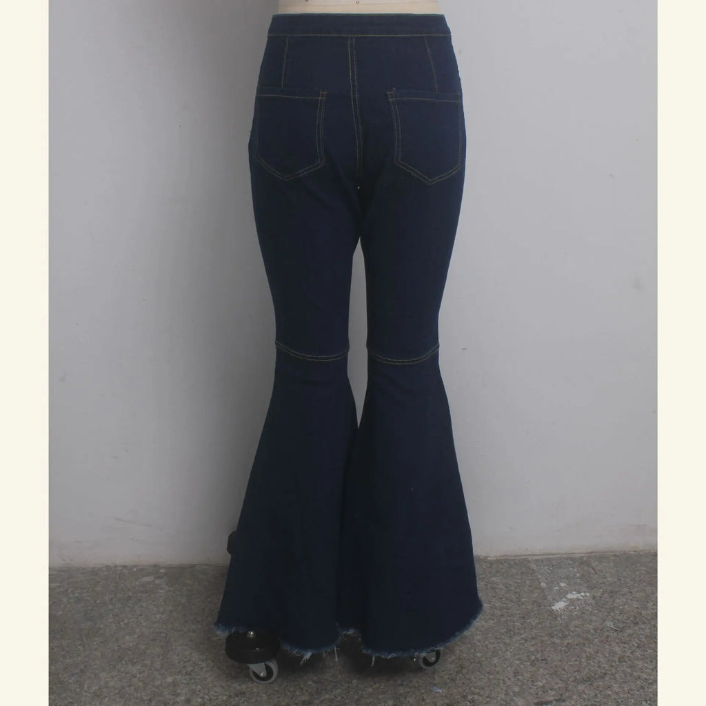 Women Jeans Flare Pants Sexy Denim Long Pant Hip Wrap Casual Solid Elegant Splice Regular Slim Fit High Waist Trousers Summer