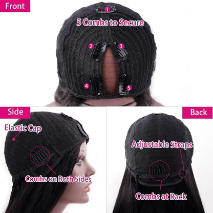 V Part Wig Straight Long Human Hair Wigs Mongolian Straight V Part Human Hair Wigs V Part Machine Made Wigs No Leave Out