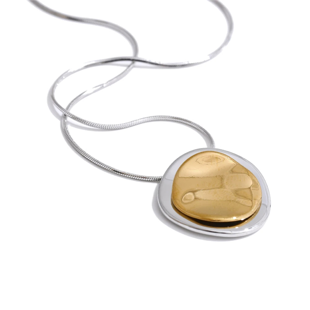 NiNice Necklaces for Women 316L Stainless Steel Original Double Circle Overlay Pendant Personalized Sweater Chain Fashionable