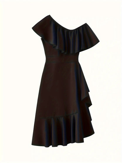 Dresses for Women Novelty Wedding Dress Off Back Shoulder Midi Ruffles Zipper Cocktail Elegant Prom Dresses