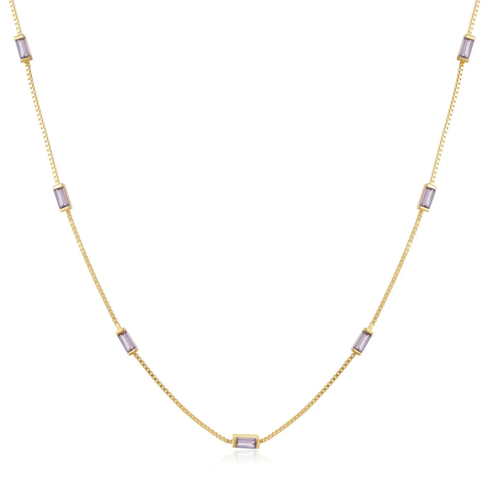 CANNER Necklace For Women Silver 925 Sterling Colored Zircon Collarbone Chain Trendy Jewelry Delicate Simple Long Thin Chain