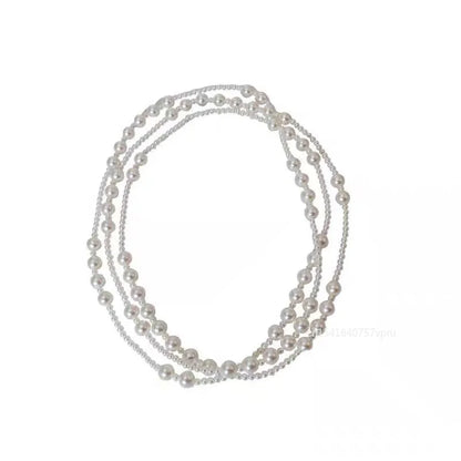 Luxury Necklace Multi-layered Pearl Necklace for Women Fashionable Long Chain Dress Accessory