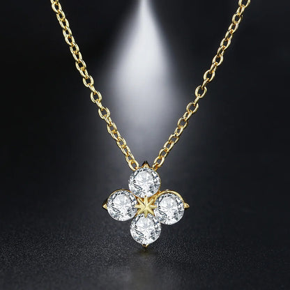 Women's Neck Chain Simple Daily Crystal Flower Pendant Necklaces Gold Color Chokers Birthday Gift For Girls Fashion Jewelry N087