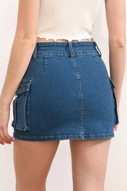 Gothic Multi-pocket Black Skirt Jean Street Fashion Hip Hop Vintage Mini Skirt Casual Sexy Maxi Skirts for Women Clothing