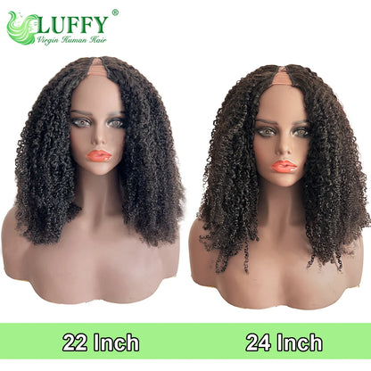 Afro Kinky Curly Human Hair Wigs 1x4 U V Part Wig Kinky Curly No Leave Out Brazilian Human Hair Wig For Black Women 200% Density