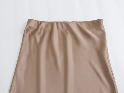 Satin Skirt Woman High Waist Elegant Long Skirts For Women Fashion Summer Midi Skirt Office Women's Skirts