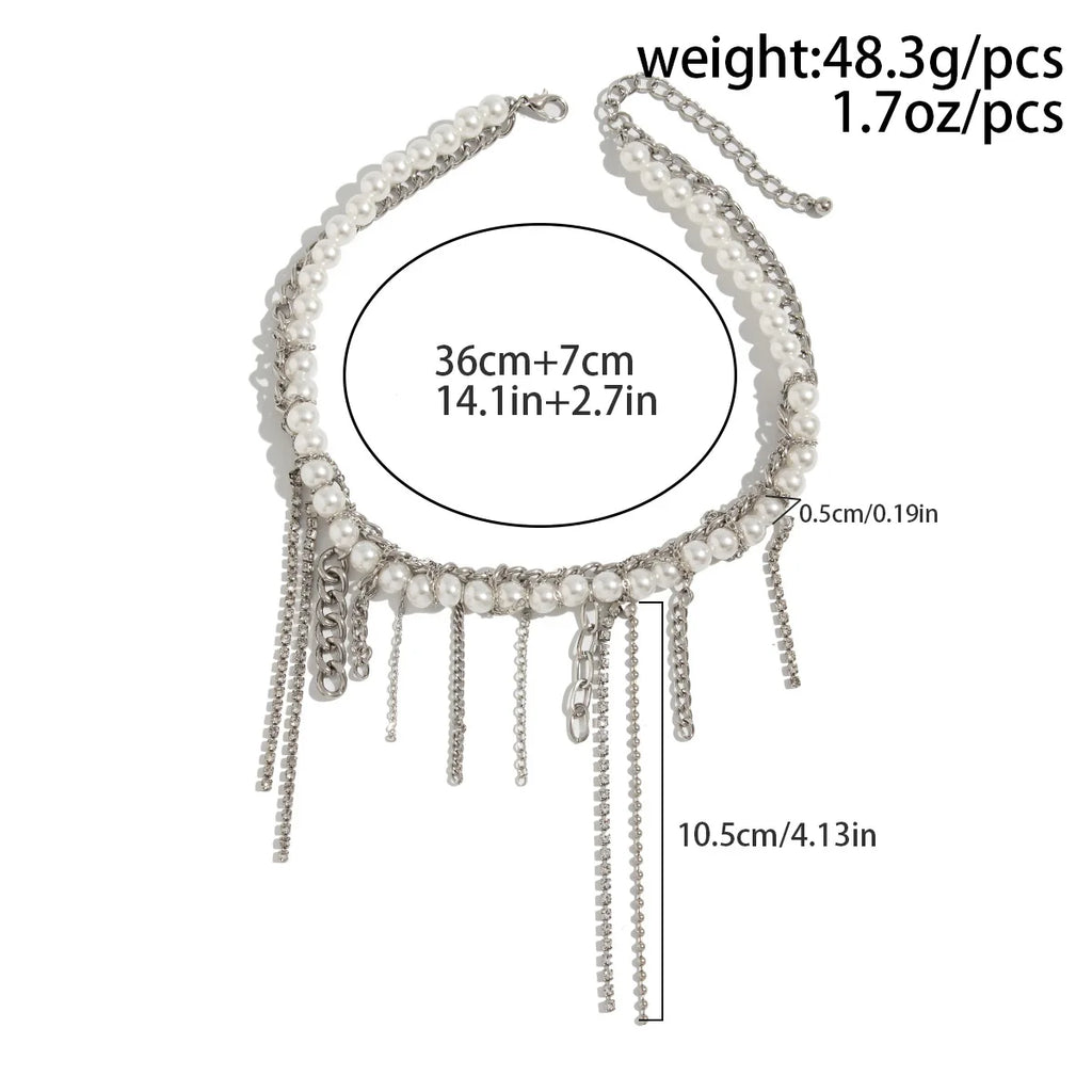 Necklaces for Women Heart-shaped Cross Imitation Pearl Tassel Long Necklace Colliers Femmes Girl Stuff