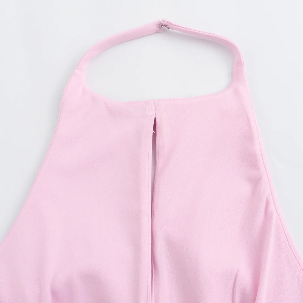 Bow Backless Vest Women Summer Sleeveless Halter Hollow Top Elegant Slim Skirt New Y2k Female Tanks Short Top Office