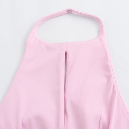 Bow Backless Vest Women Summer Sleeveless Halter Hollow Top Elegant Slim Skirt New Y2k Female Tanks Short Top Office