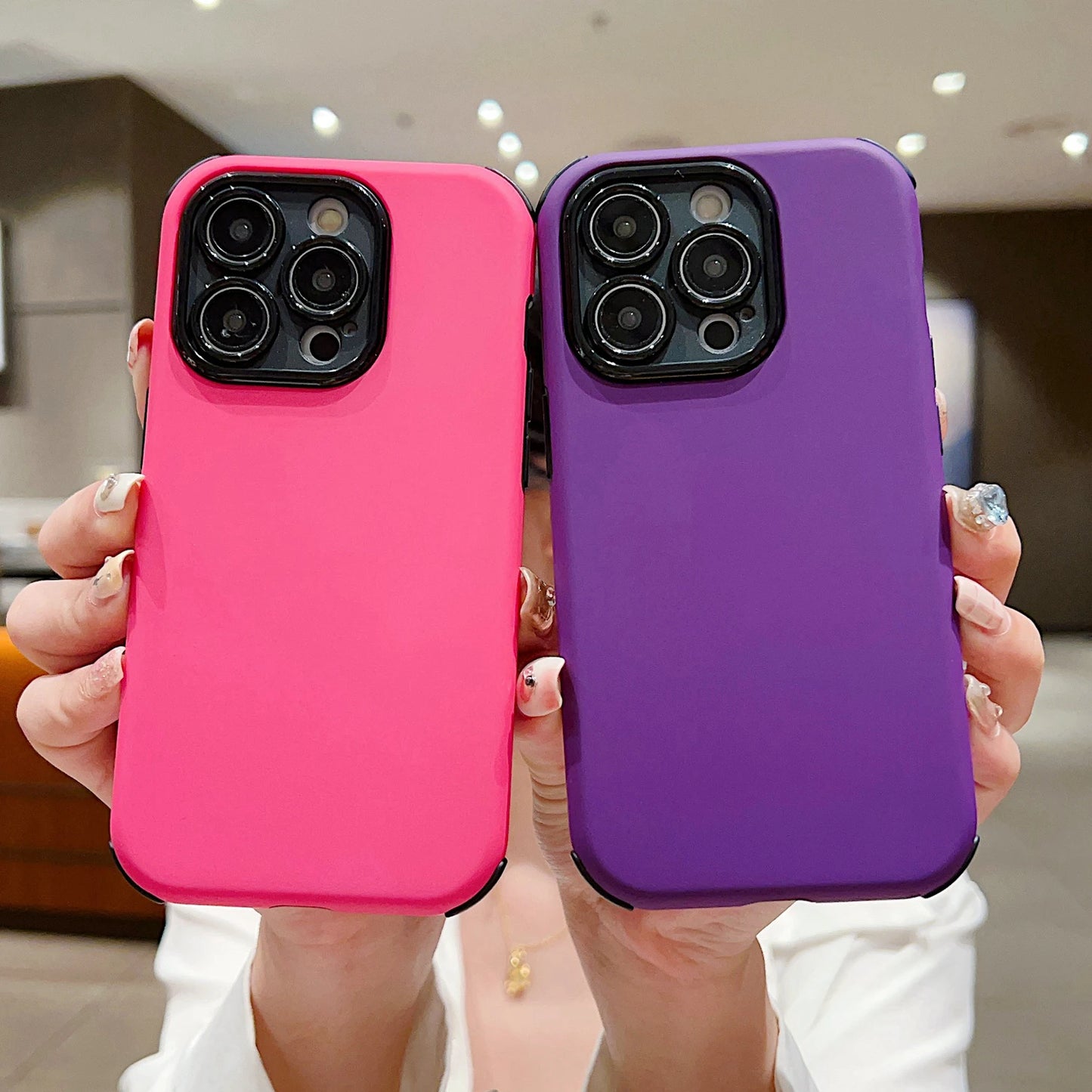 Fashion Purple Pink Soft Phone Cases for iPhone 15 11 12 13 14 Pro Max Plus Shockproof Back Armor Lens Protection Cover Bumper