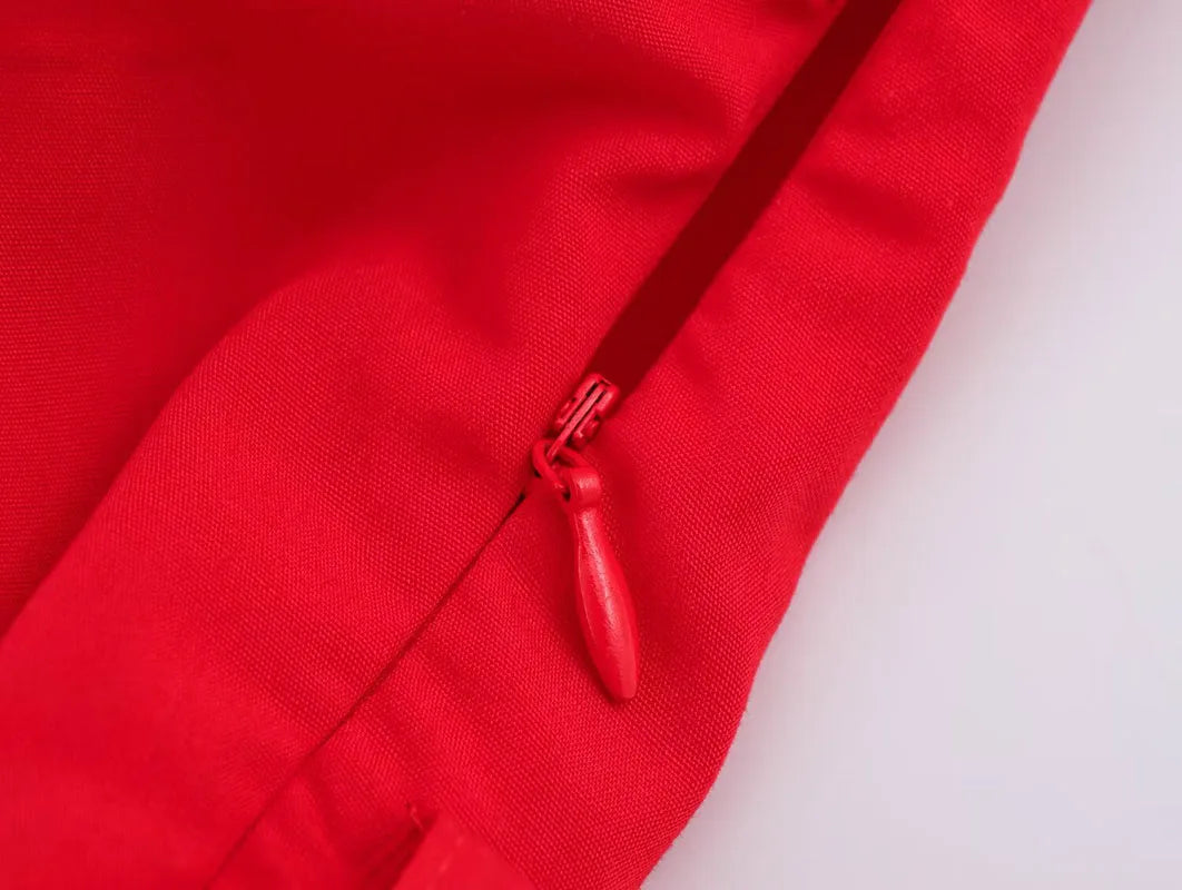 Women's Dresses New Spring 2025 Red Dress Elegant and Romantic Passionate and Unrestrained Belt Embellishment