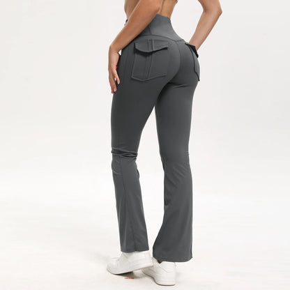 Women Wide Leg High Stretch Yoga Leggings Fitness Workwear with pockets Yoga Flare Pant High Waiste Workout Gym Pants
