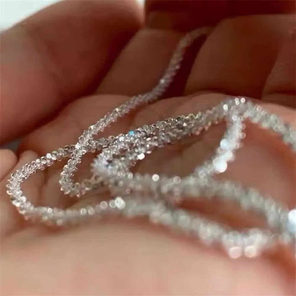 Women Necklace Single-Layer Design Choker Necklace With Broken Rhinestones Adjustable Extension Length Necklace Jewelry Piece