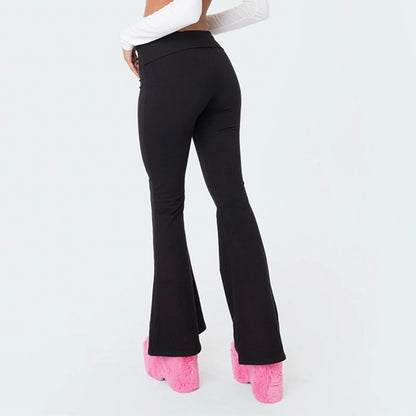 Long Pants Women Fashion Trousers Solid Elastic Leggings Flare Bottoms High Waist Wide Leg Athletic Yoga Bell Pants Summer