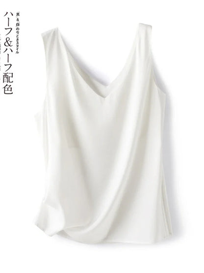 Woman T-shirts Elegant SILK Satin Blouse Sleeveless Female Summer 2023 Casual Loose Tanks and Camis Solid Green Tops for Women