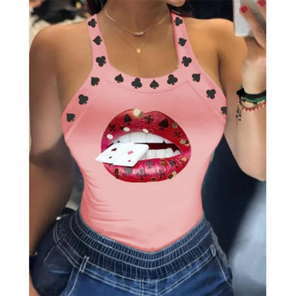 Y2K Vest Sexy Camisole Top Printed Vest 25 Colors Size 6 Spicy Girl Sexy Tight Summer U-Neck Basic Versatile Fashion Camis Tops