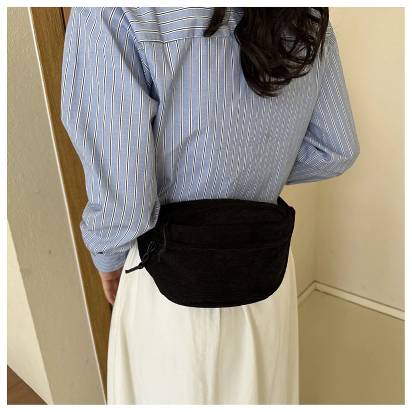 Women Waist Bag Fashion New Student Shoulder Crossbody Bag Corduroy Niche Chest Bag Banana Belt Bags Ladies Handbag