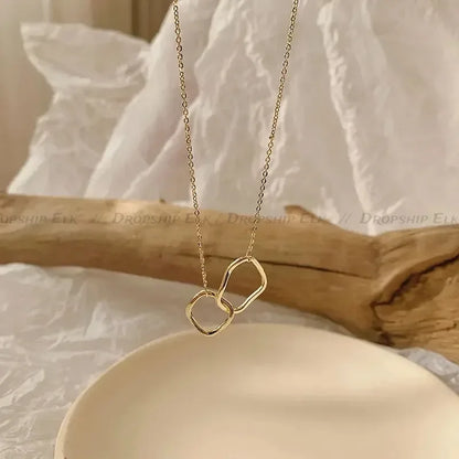 Two Round Shaped Necklaces Female Exquisite Geometric Women Chain Choker Neck Necklace Birthday Gift For Ladies Fashion Jewelry