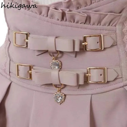 Japanese Skirts for Women High Waist A-line Ruffles Jupe Fashion Summer Saia 2025 Faldas Mujer De Moda Sweet Y2k Mini Skirt