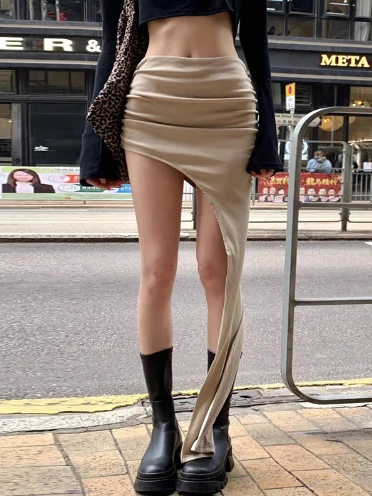 Slim Jupe Femme Été Korean Solid Color Skirts For Women Asymmetrical Y2k Clothes Fashion Clothing Sexy Mujer Conjuntos De Falda
