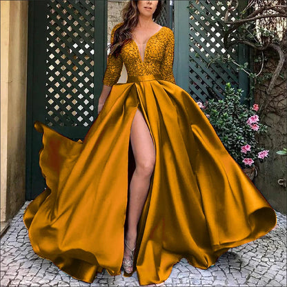 Women's Elegant Evening Party Dresses Luxury Fashionable Long Dresses Trailing Evening Dresses Solid Color Floor-Length Dresses
