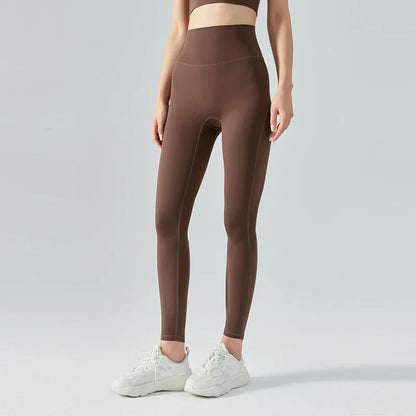 High waisted yoga pants for women, thin and nude, with no awkward lines, tight fitting and hip lifting sports and fitness pants,