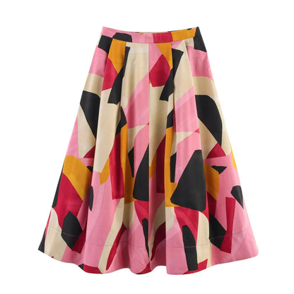 Skirts Summer Women's 2025 New Chic Print High Waist Women's Skirts Fashion Joker Street Youth Holiday Travel Skirts
