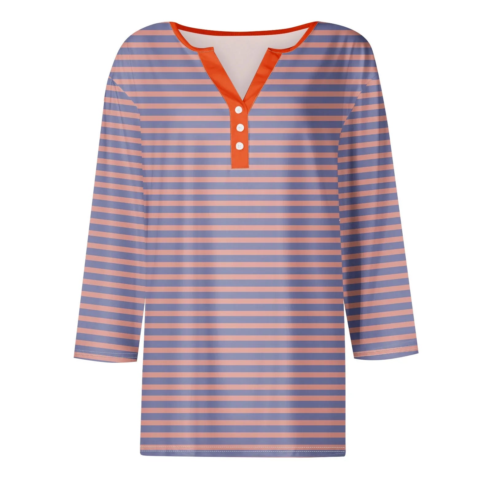 Tops For Women Women'S T Shirt Tee Print Button 3/4 Sleeve Daily Weekend Fashion Basic V Neck Regular Top Ropa De Mujer New