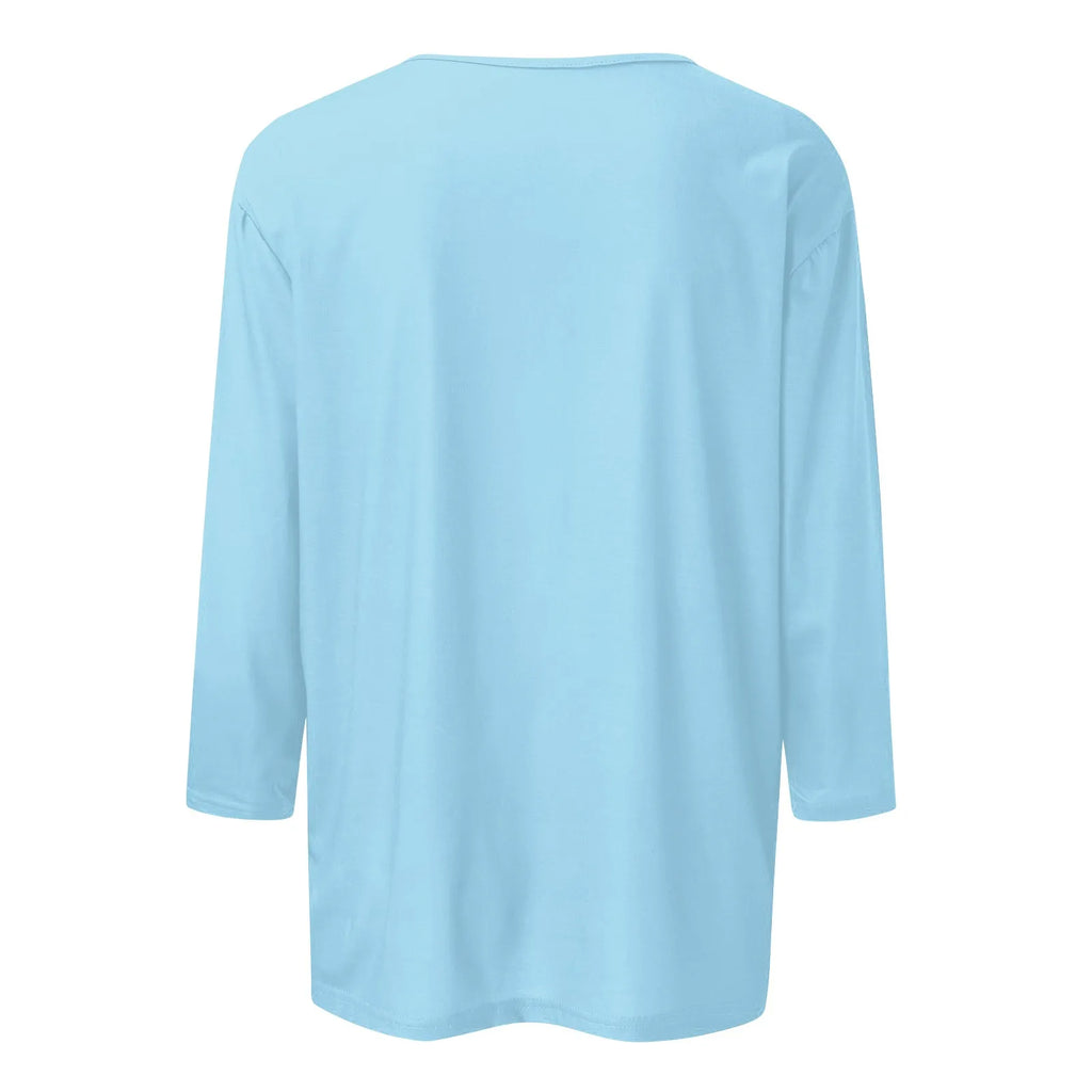 Women Summer Tops Round Neck Three Quarter Sleeve Comfortable Print T Shirt Blouse Women T Shirt muticolor t shirt tops