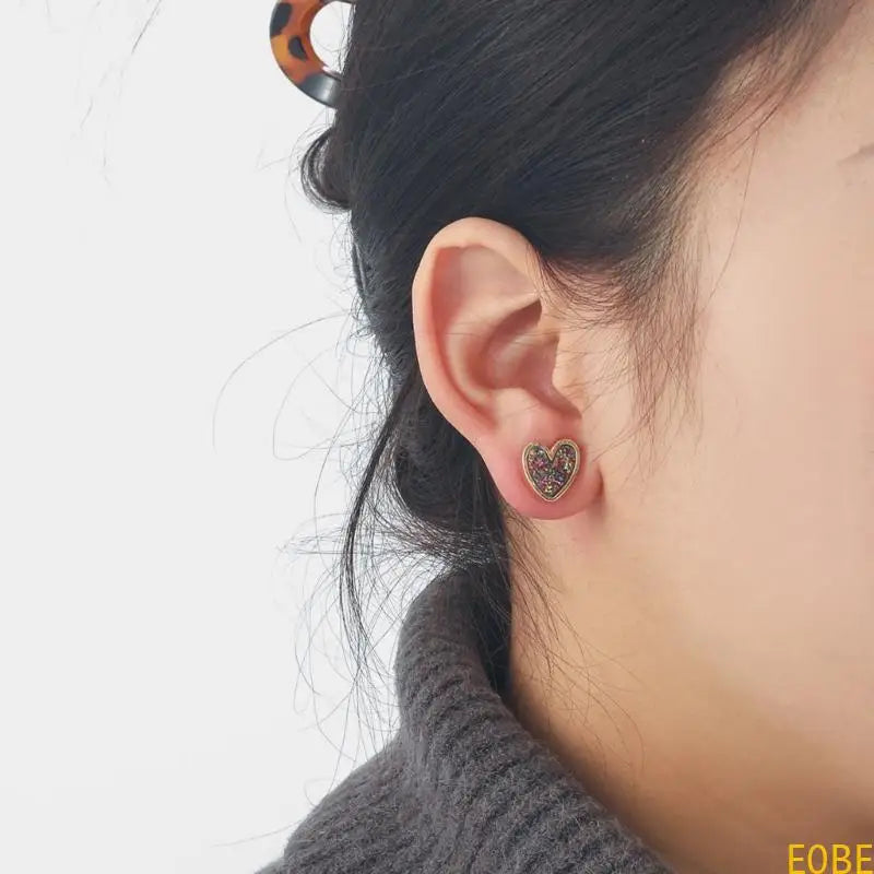 E0BE Creative Heart Earrings A Must Have Ear Studs Charm For Trendy Women's Wardrobe