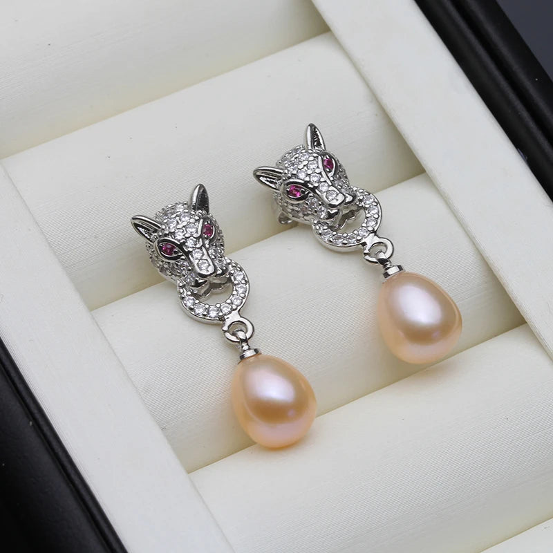 Women's Earrings Trend Hanging Real River Cultured Natural Freshwater Pearl Earring Mother Daughter Birthday Gift White Black