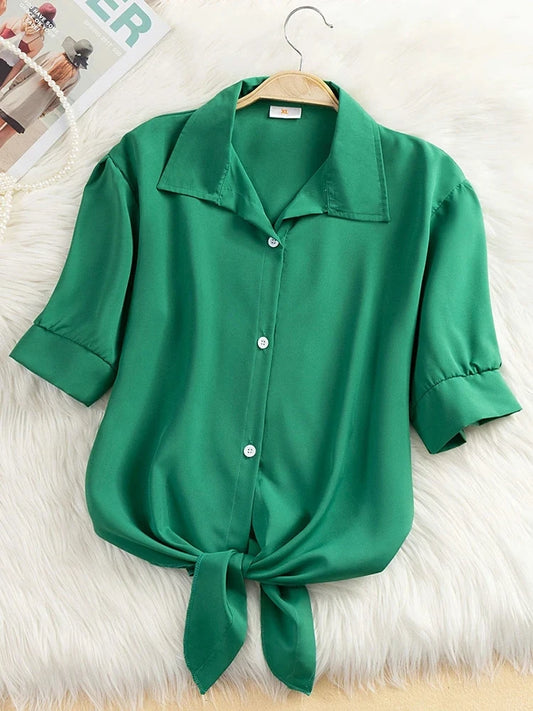 2025 New Womens Tops Fashion Women Summer Chiffon Blouse Short Sleeve Casual Shirt White Ropa Mujer Blusas Feminino