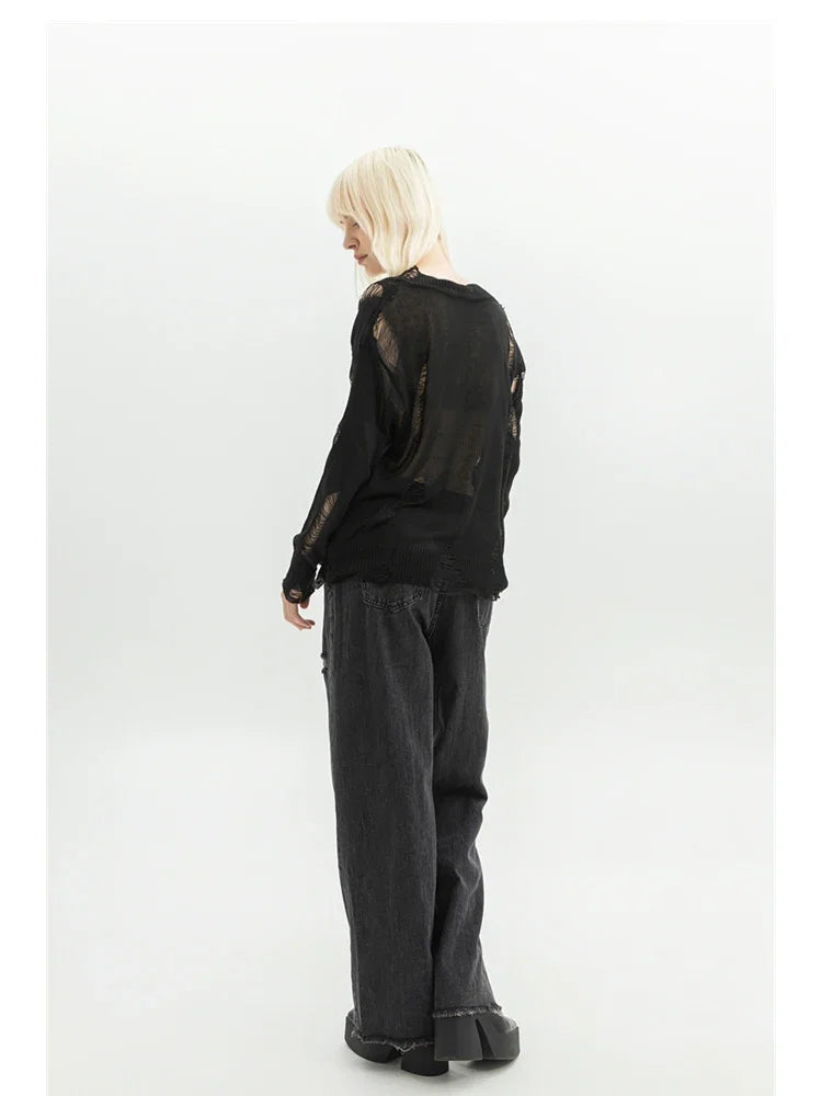 Women Clothing Black Gothic Jeans Pink Cross Y2k Oversize Loose Aesthetic Denim Trousers Harajuku Korean 2000s Jean Trashy Pants