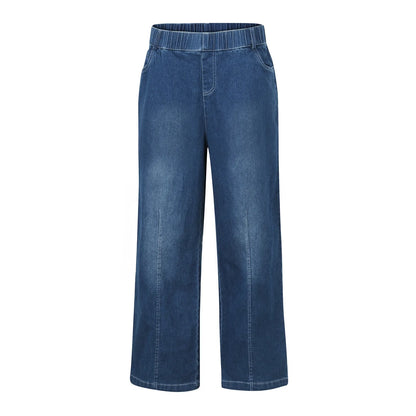 New Wide Leg Jeans For Women Seamed Front Wide Leg Jeans Solid Color Casual Fashion Trousers Pantalones De Mujer Pants For Women
