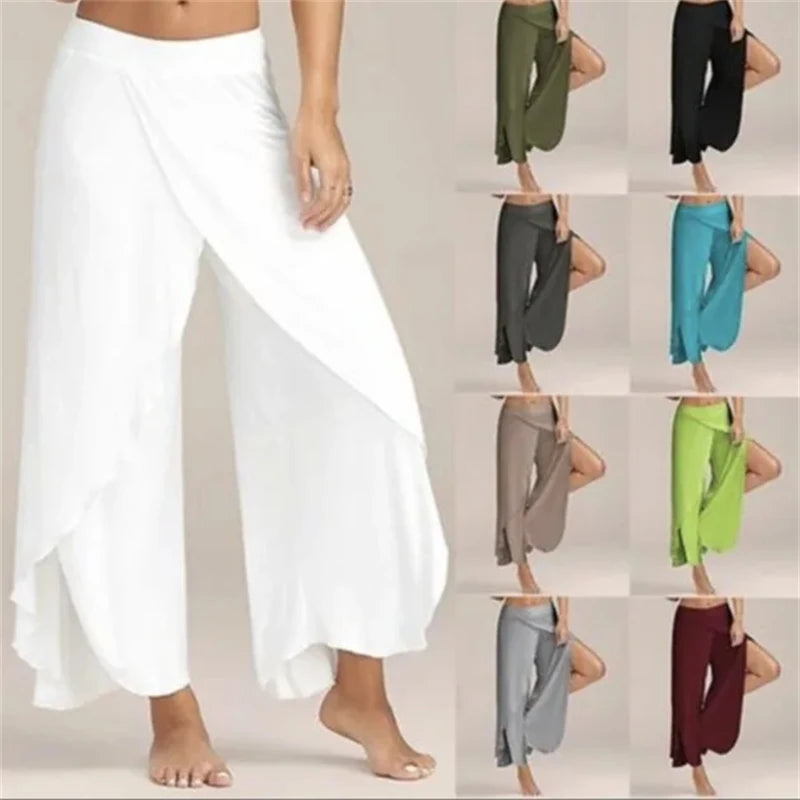 European and American Summer Women's Pants Sexy Cross Sexy Wide Leg Yoga Pants  Yoga pants