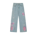 Denim Pants for Women Butterfly Gyaru Womens Jeans Embroidered 90s Loosefit 2025 Fashion Trousers Pant Cool Stretched Wide Leg Z