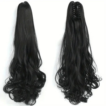 Wig female curly hair big wavy ponytail with grab clip