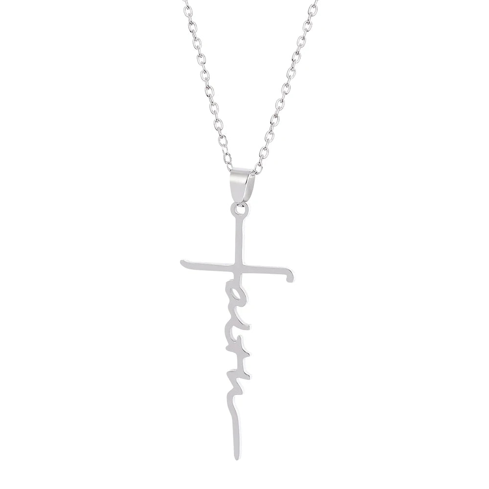 Necklace for Women European and American Fashion Cross Pendant Faith Inspiration Necklace Accessories